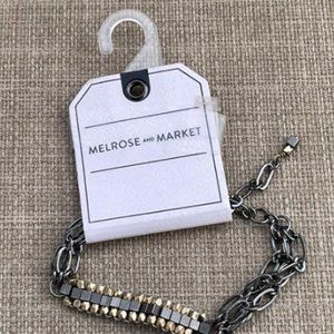 Melrose and Market Wrist Band Black/Gold Tone Metal Chain Bracelet Jewelry New